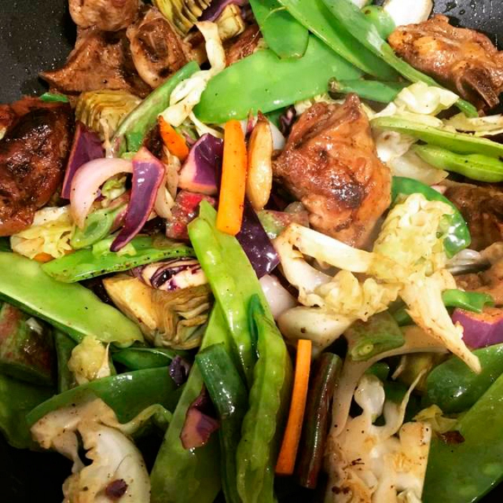 Wok de cordero con verduras Wok de cordero con verduras