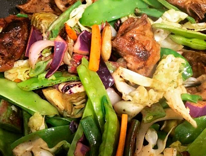 Wok de cordero con verduras Wok de cordero con verduras
